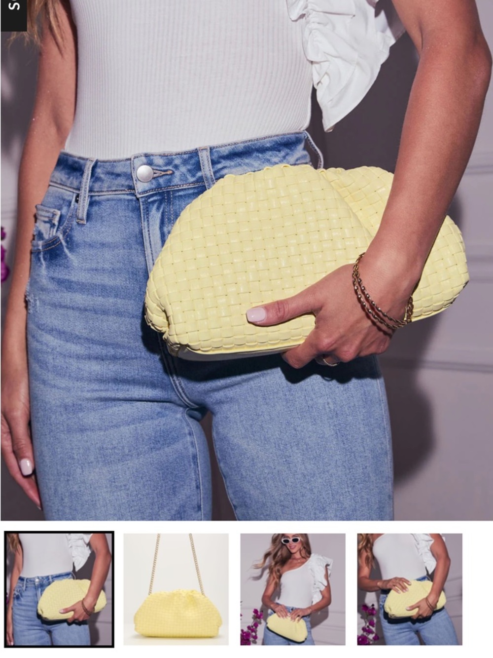 Vici Yellow Woven Clutch Wristlet